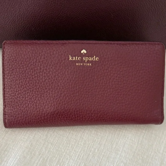 Kate Spade Maroon and Beige Tote Bag